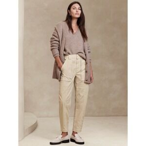 Banana Republic Womens The Corduroy Barrel Pant Size 8 Cargo Cream Ivory‎